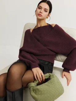 2 in 1 Bat Sleeve Halter Knit Top