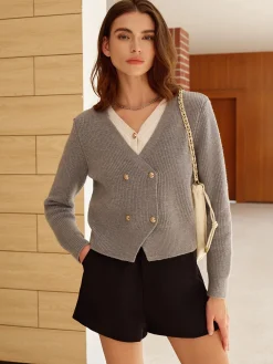 2 in 1 Breasted Short Cardigan