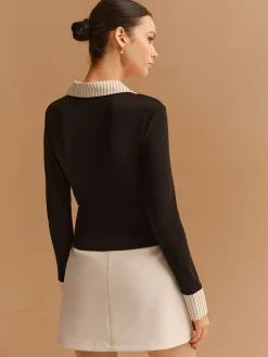 2 in 1 Button Split Lapel Blouse