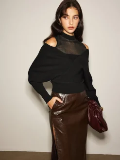 2 in 1 Cold-Shoulder Knit Top