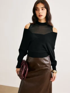 2 in 1 Cold-Shoulder Knit Top