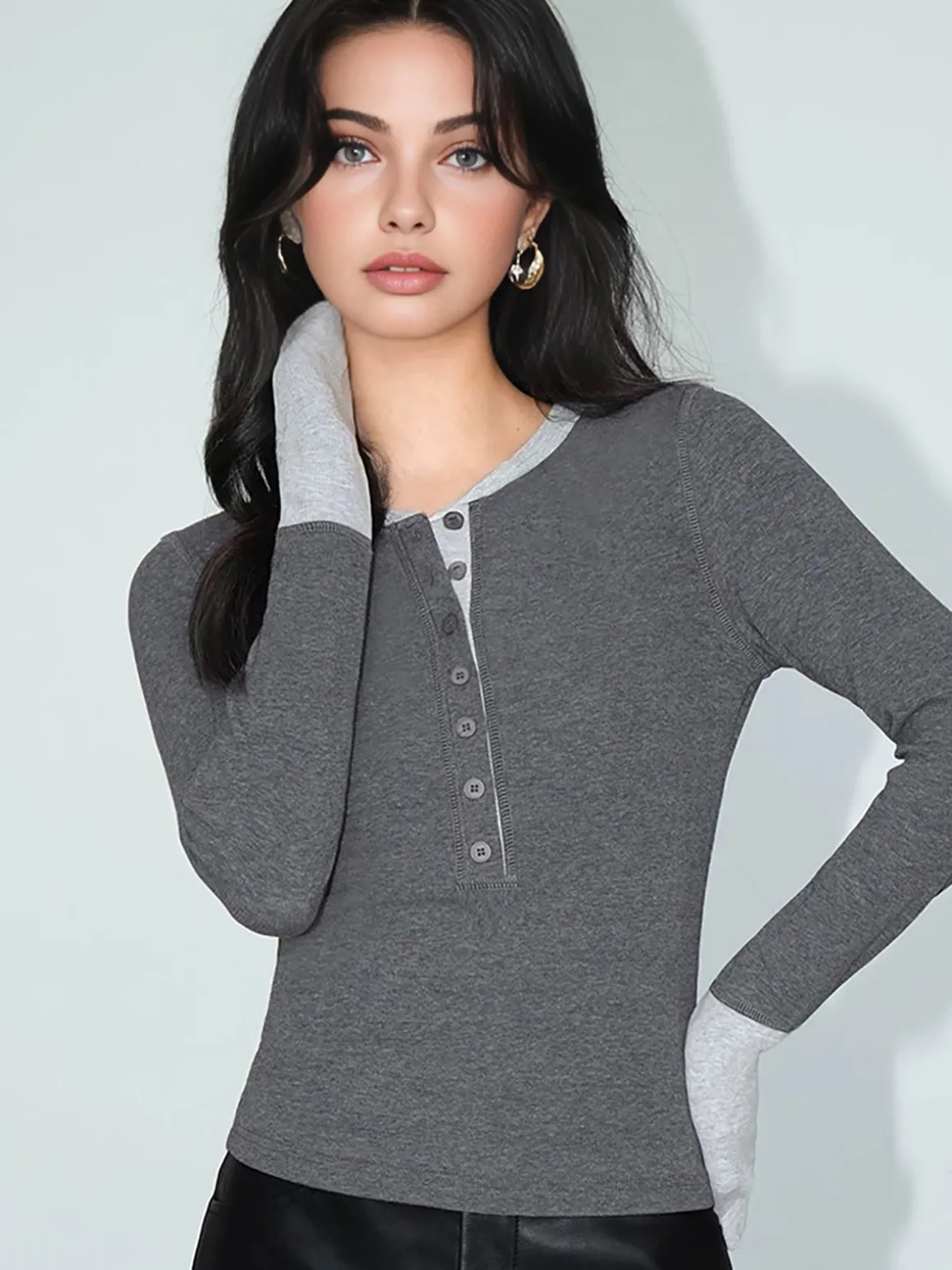 2 in 1 Color Block Jersey Top