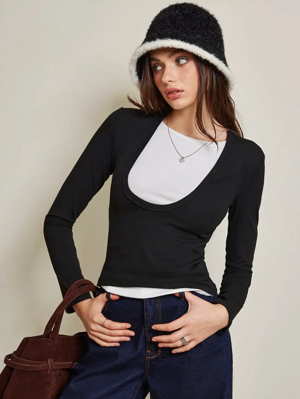 2 in 1 Color Block Jersey Top