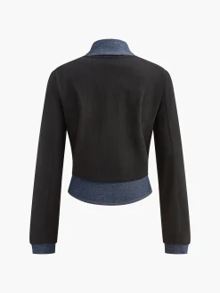 2 in 1 Denim Panel Polo Blouse