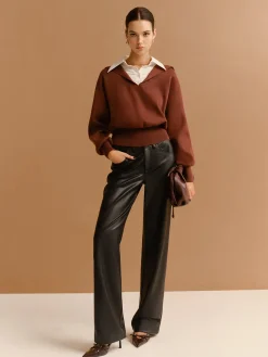 2 in 1 Lapel Cinched Sweater