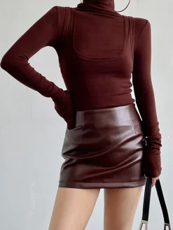 2 in 1 Mock Neck Jersey Top