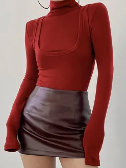 2 in 1 Mock Neck Jersey Top