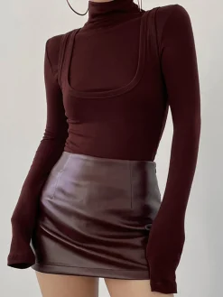 2 in 1 Mock Neck Jersey Top