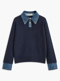 2 in 1 Panel Lapel Sweater
