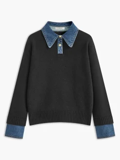 2 in 1 Panel Lapel Sweater