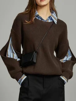2 in 1 Ribbed Cutout Sweater