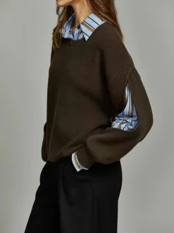 2 in 1 Ribbed Cutout Sweater