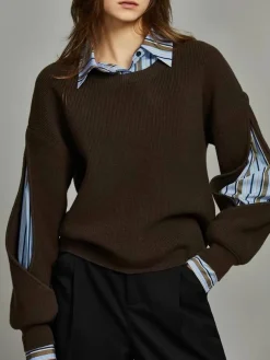 2 in 1 Ribbed Cutout Sweater