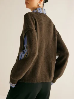 2 in 1 Ribbed Cutout Sweater