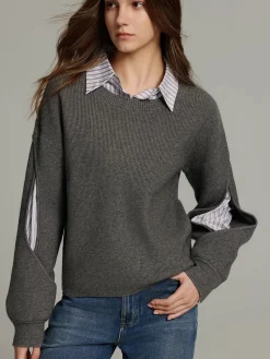 2 in 1 Ribbed Cutout Sweater