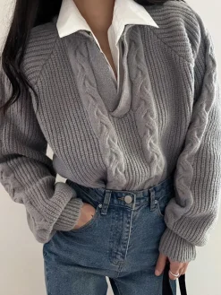 2 in 1 Twist Polo Sweater