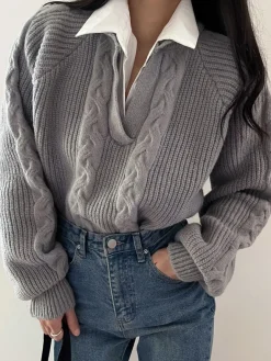2 in 1 Twist Polo Sweater