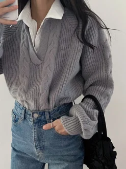 2 in 1 Twist Polo Sweater