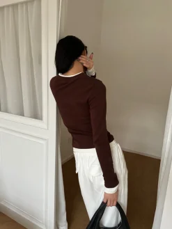 2 in 1  V-Neck Contrast Trim Jersey Top