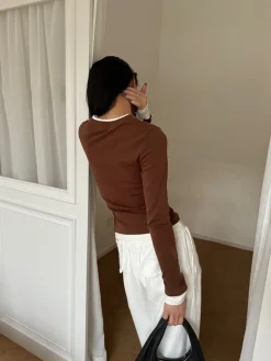 2 in 1  V-Neck Contrast Trim Jersey Top