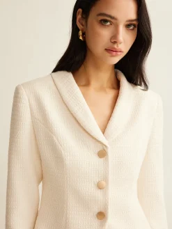 3/4 Length Sleeve Tweed Blazer