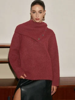 Adjustable Scarf Wool-Blend Sweater