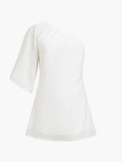 Aegean Cotton Linen One Sleeve Short Dress
