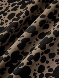 Asymmetric Collar Printed Short Dress