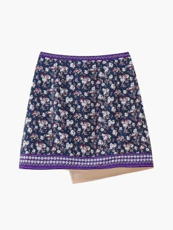 Asymmetric Floral Printed Mini Skirt