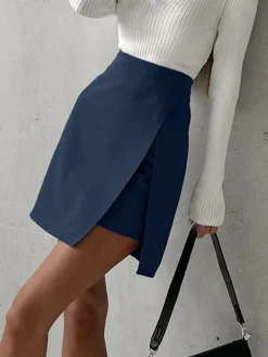 Asymmetric Layered Split Mini Skirt