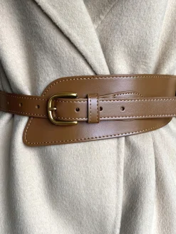 Asymmetrical Buckle Wide Leather Belt