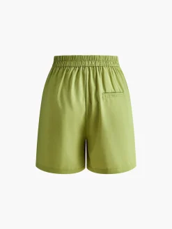 Asymmetrical Button Pleated Shorts Set