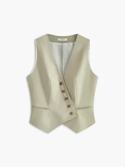 Asymmetrical Button Pockets Vest