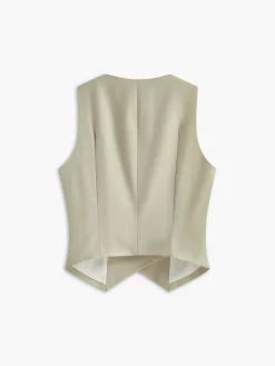 Asymmetrical Button Pockets Vest