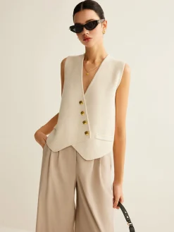 Asymmetrical Button Sweater Vest