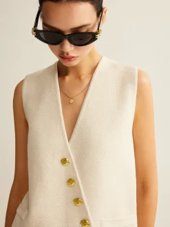 Asymmetrical Button Sweater Vest