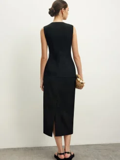 Asymmetrical Button Top  A Line Skirt set