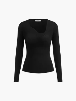 Asymmetrical Collar Knit Top