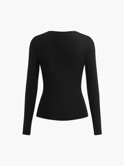 Asymmetrical Collar Knit Top