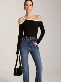 Asymmetrical Contrast Strap Slim Top