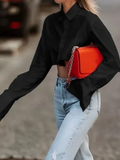 Asymmetrical Cotton Crop Shirt