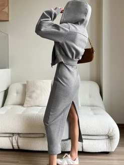 Asymmetrical Crew Neck Split Maxi Dress