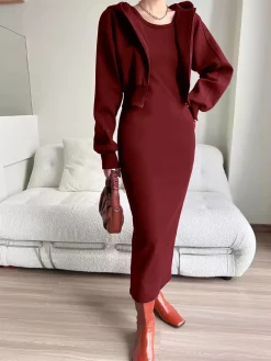 Asymmetrical Crew Neck Split Maxi Dress