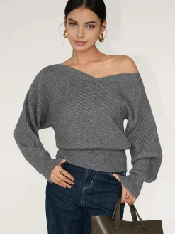 Asymmetrical Criss Cross Ribbed Sweater