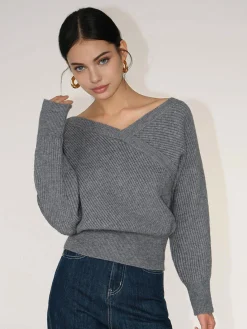 Asymmetrical Criss Cross Ribbed Sweater
