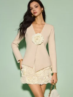Asymmetrical 3D Flower Cardigan