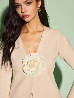 Asymmetrical 3D Flower Cardigan
