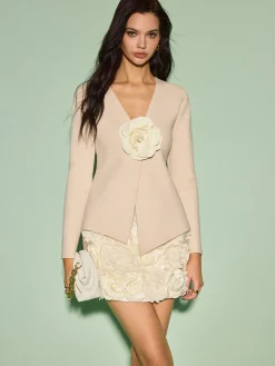 Asymmetrical 3D Flower Cardigan