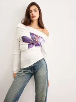 Asymmetrical Floral Printed Top