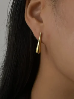Asymmetrical Golden Water Drop Earrings